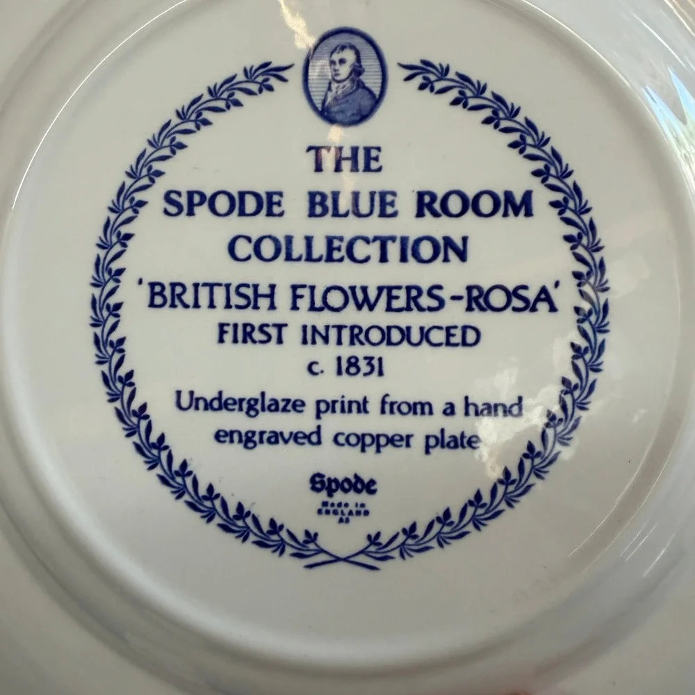 Vintage Spode Blue Room British Flowers Collection Set of 4 Plates Blue 10.5in